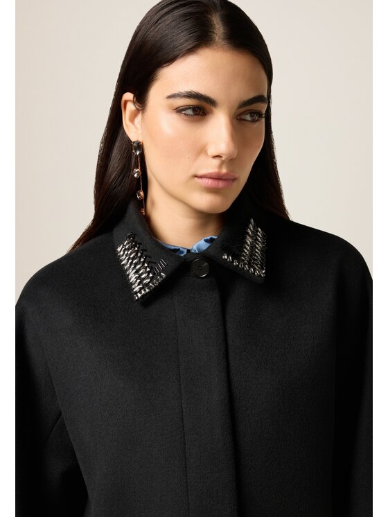 Oltre Oltre Cappotto 0000E000156N033 Nero Baggy Fit