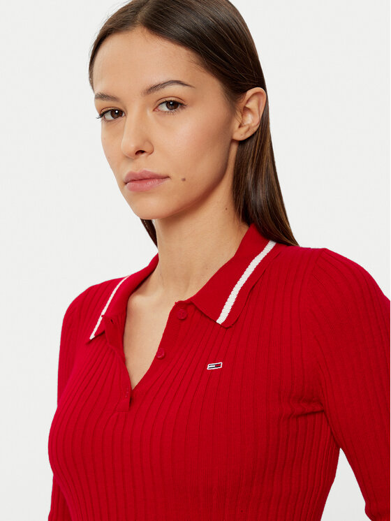 Tommy Jeans Tommy Jeans Pulover DW0DW19887 Rdeča Slim Fit