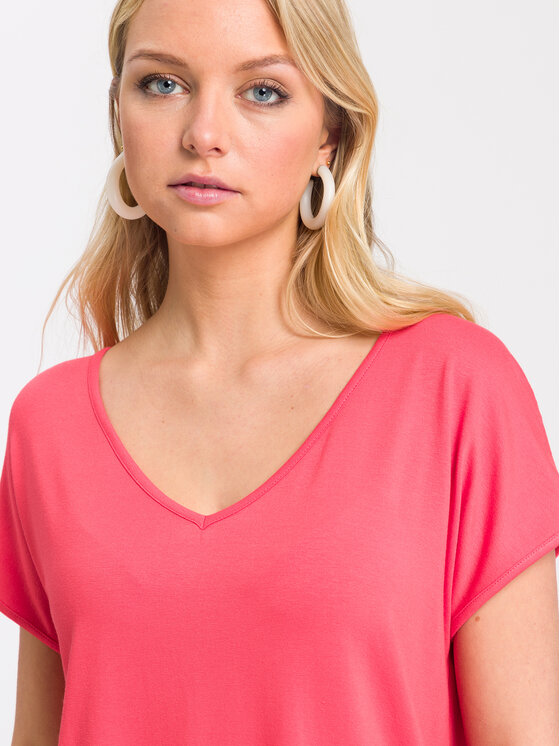Cross Jeans Cross Jeans T-Shirt 55922-571 Koralowy Regular Fit