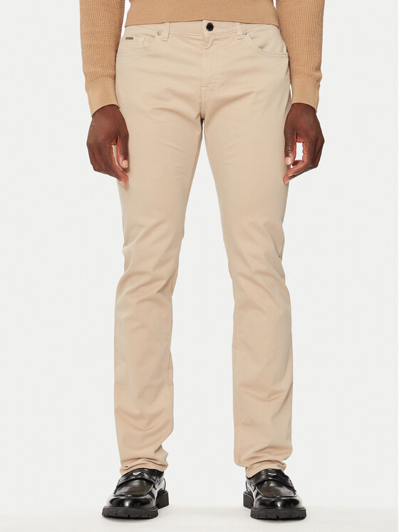 Boss Bavlnené nohavice Daelaware3-1-20+ 50440492 Béžová Slim Fit