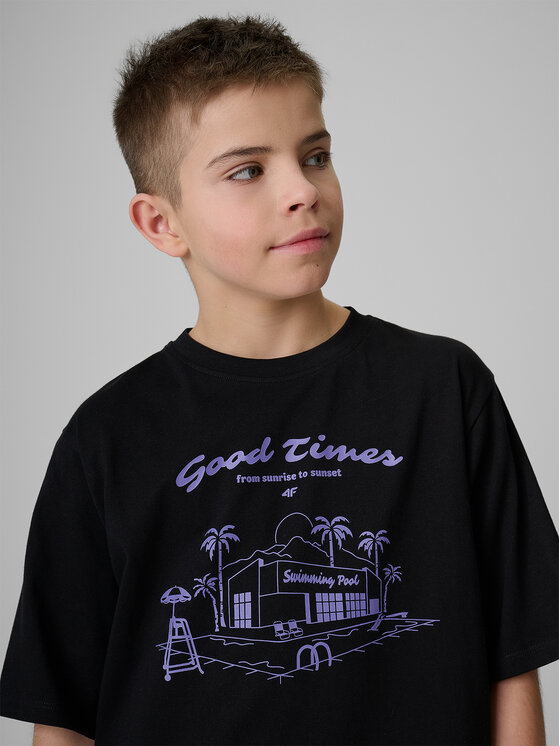 4F 4F T-Shirt WAVE RIDERS CLUB Czarny Loose Fit
