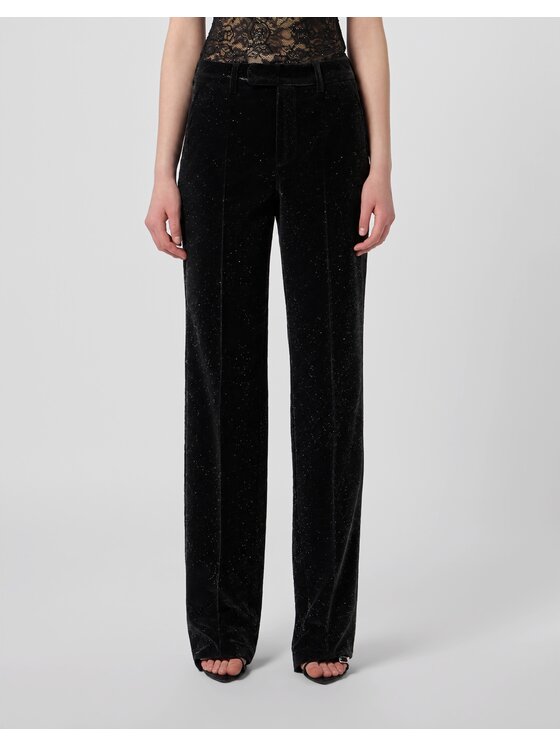 PHILIPP PLEIN PHILIPP PLEIN Bavlnené nohavice 31574 Čierna Straight Fit