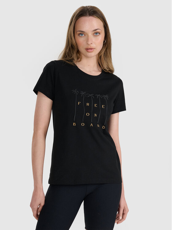 4F 4F T-Shirt FOB SUMMER Czarny Regular Fit