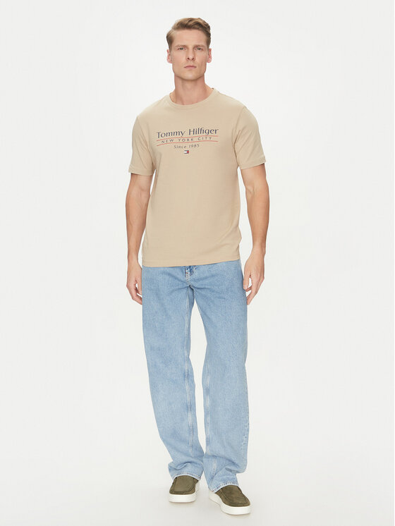 Tommy Hilfiger Tommy Hilfiger Tricou Center Stack MW0MW38621 Bej Regular Fit