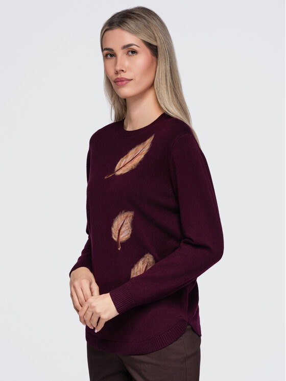 Ombre Ombre Svetr OW-SW-E0027 Bordó Regular Fit