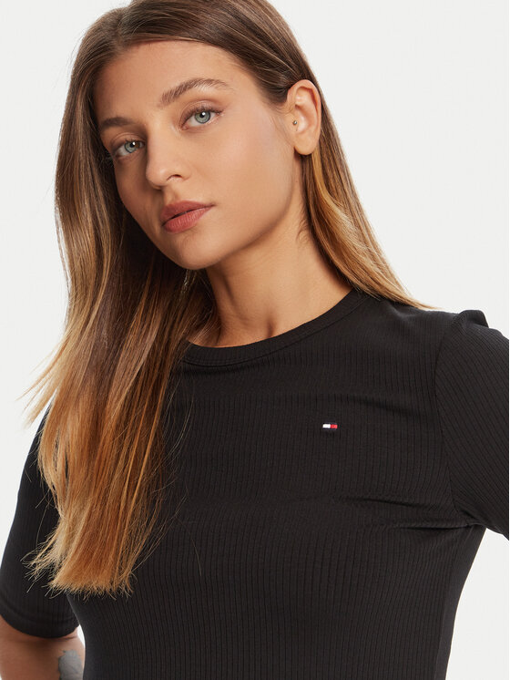 Tommy Hilfiger Tommy Hilfiger Μπλουζάκι WW0WW47308 Μαύρο Slim Fit
