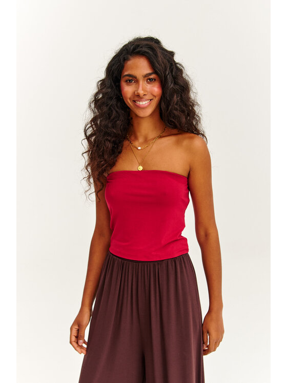NAOKO NAOKO Top Infinity Ruby Rose Bordowy Regular Fit