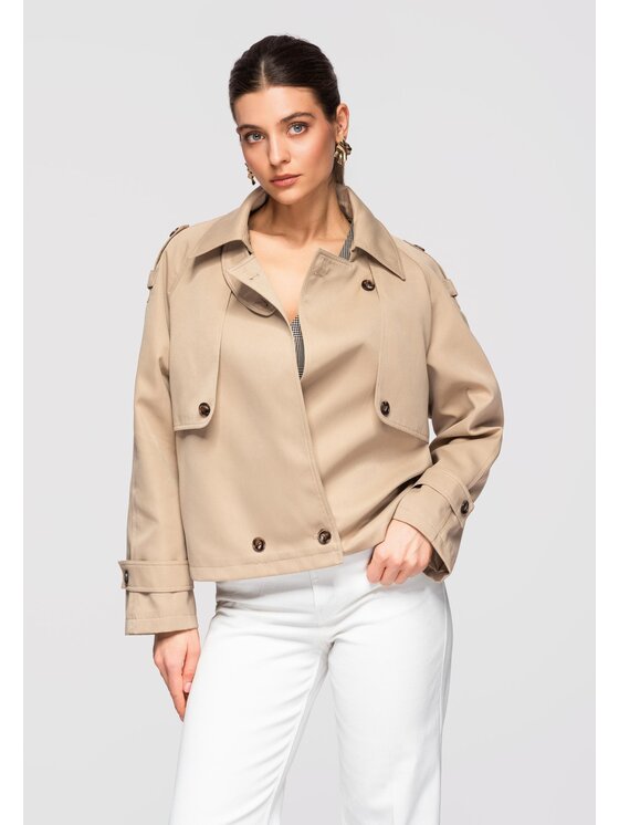 Ombre Ombre Kurtka przejściowa OW-JANP-0120 Beżowy Regular Fit