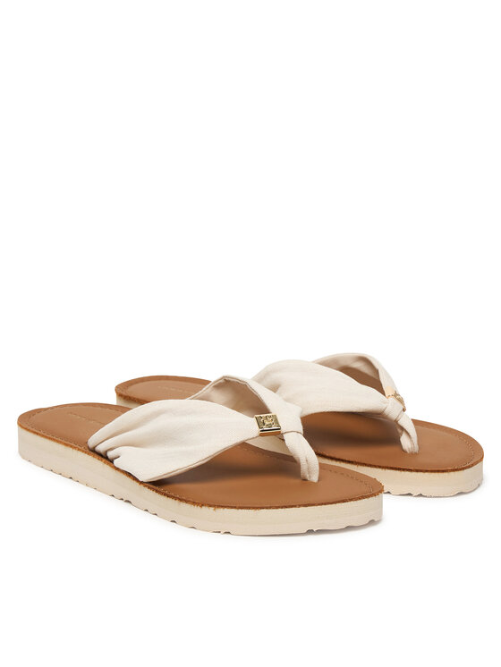 Tommy Hilfiger Tommy Hilfiger Šlepetės per pirštą Th Ltr Footbed Summer Sandal FW0FW09194 Écru