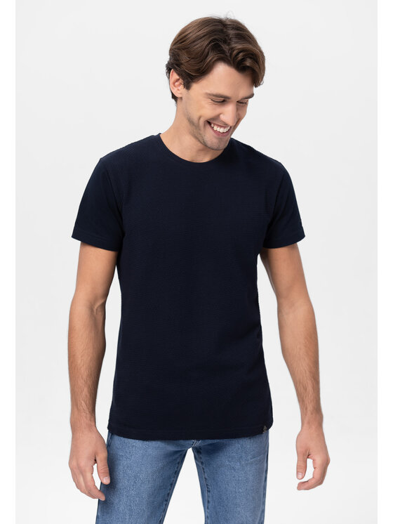 Volcano Volcano T-Shirt TM-DARK Granatowy Regular Fit