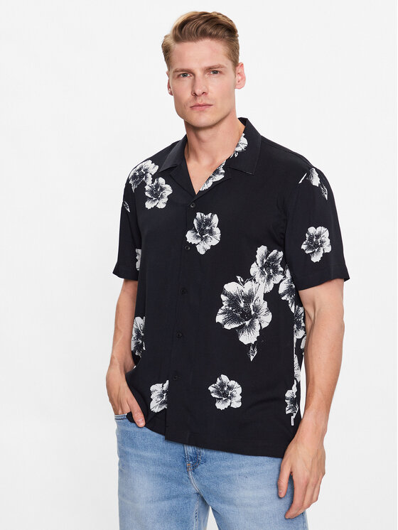 Lindbergh Košeľa 30-203425 Čierna Relaxed Fit