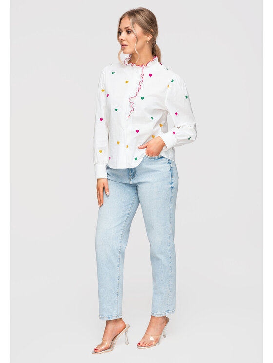 Ombre Ombre Koszula OW-SH-E0039 Biały Loose Fit