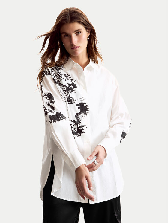 Desigual Desigual Hemd Orchid Lacroix 26SWCW29 Weiß Oversize