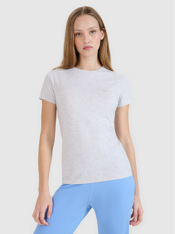 4F 4F Tričko NOS Svetlosivá Slim Fit