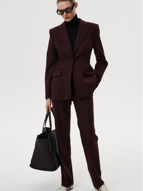MARI PRETI MARI PRETI Spodnie garniturowe Serene Bordowy Slim Fit