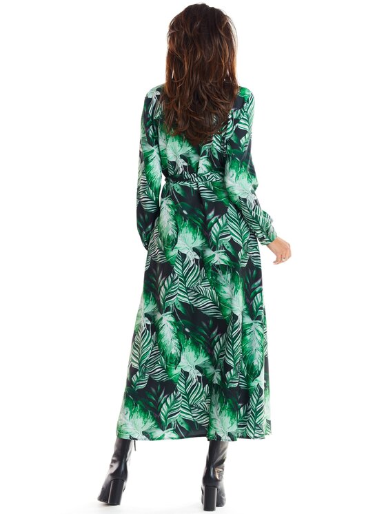 Awama Awama Sukienka koszulowa A324 Zielony Basic Fit