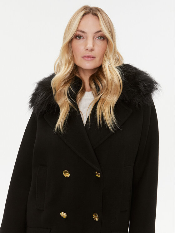 Elisabetta Franchi Elisabetta Franchi Płaszcz wełniany CP-44D-36E2-008339 Czarny Regular Fit