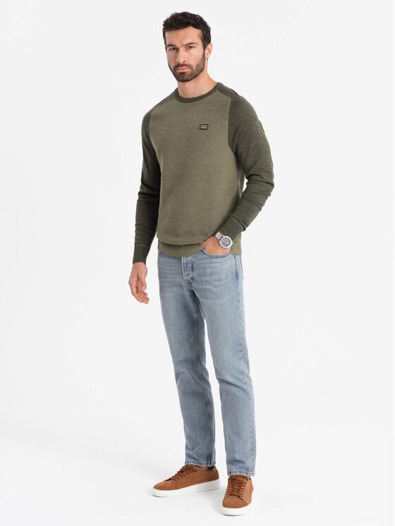 Ombre Ombre Svetr OM-SWSW-0121 Zelená Regular Fit
