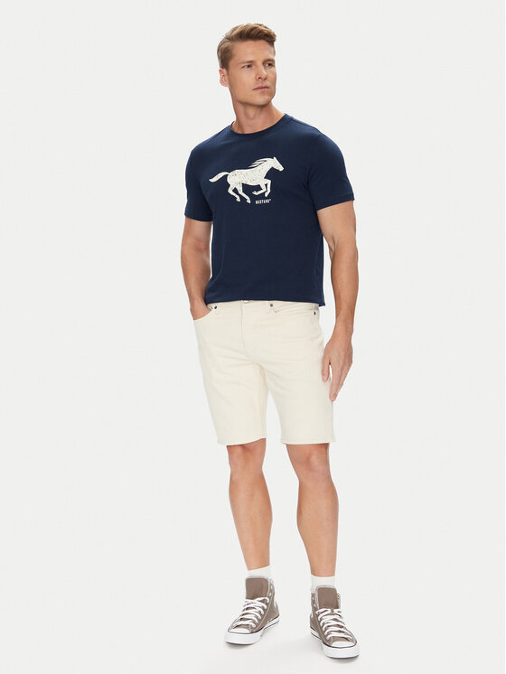 Mustang Mustang T-Shirt Austin 1016483 Tmavomodrá Regular Fit