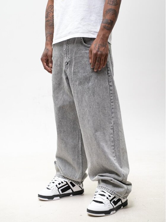 Jigga Wear Jigga Wear Jeansy Szerokie luźne streetwear uliczne premium 129195 Szary Baggy Fit
