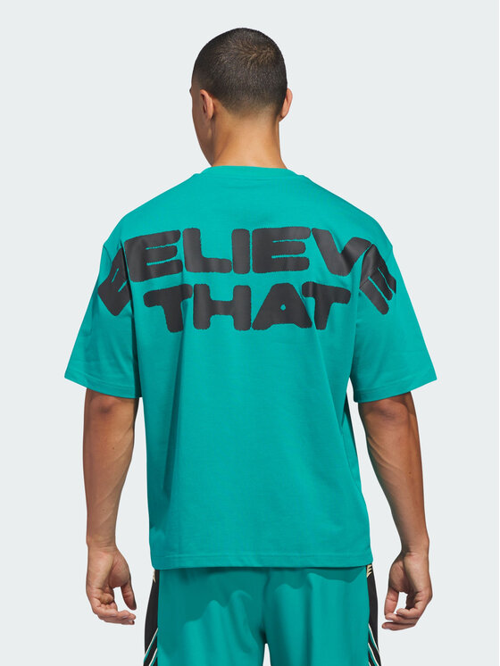 adidas adidas Koszulka techniczna Anthony Edwards Believe That Zielony Loose Fit