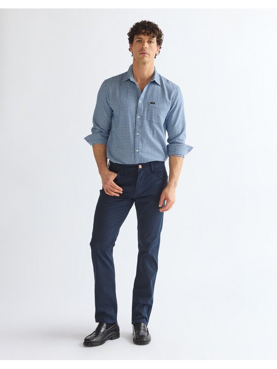 Wrangler Wrangler Koszula 1 PKT SHIRT Niebieski Regular Fit