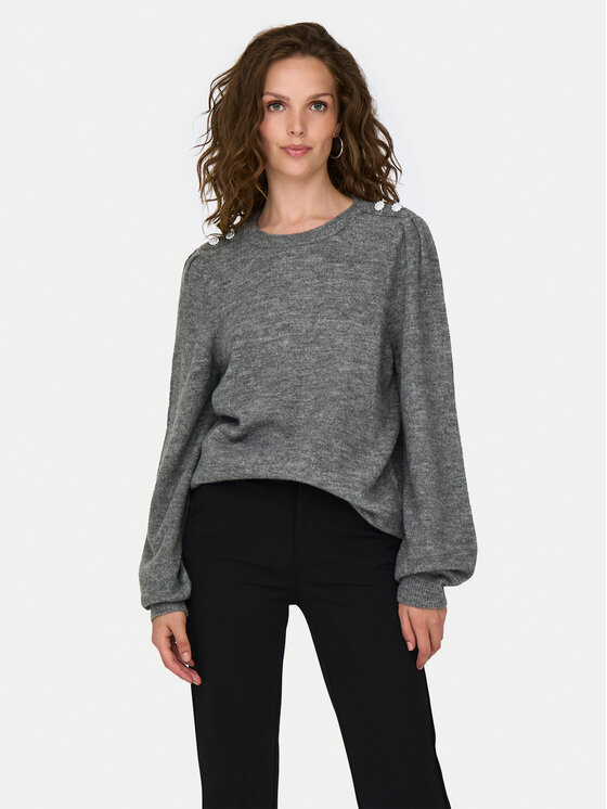 JDY Sveter Elanora 15328345 Sivá Regular Fit