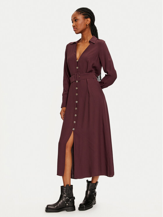 TWINSET TWINSET Sukienka koszulowa 242TT2320 Bordowy Loose Fit