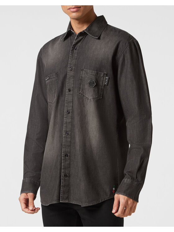 PHILIPP PLEIN PHILIPP PLEIN Koszula jeansowa 2571 Szary Regular Fit