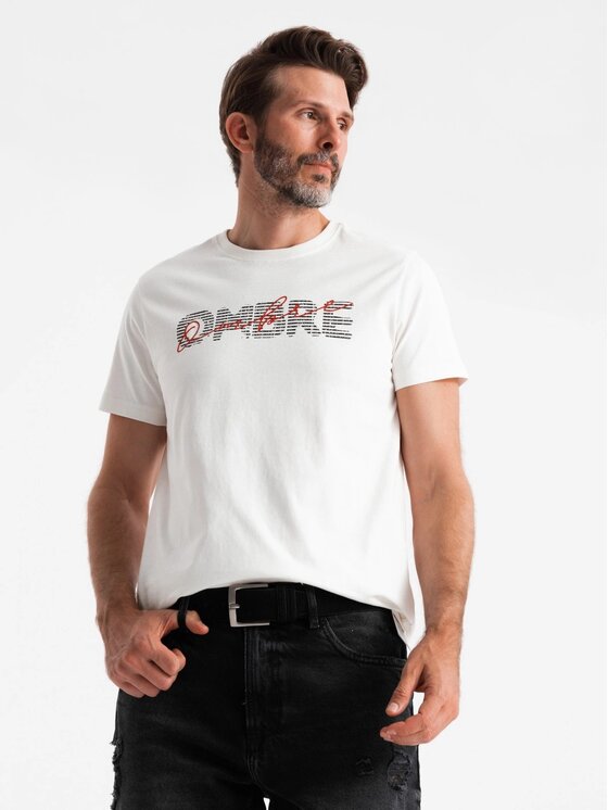 Ombre Ombre T-Shirt OM-TSPT-0211 Biały Regular Fit