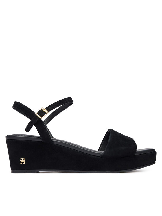 Tommy Hilfiger Tommy Hilfiger Sandály Suede Wrapped Mid Wedge FW0FW09235 Černá