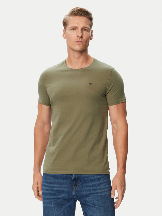 Tommy Jeans Tommy Jeans Marškinėliai DM0DM04411 Žalia Slim Fit