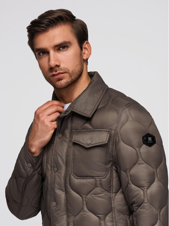 Ombre Ombre Kurtka zimowa OM-JALP-0215 Brązowy Regular Fit