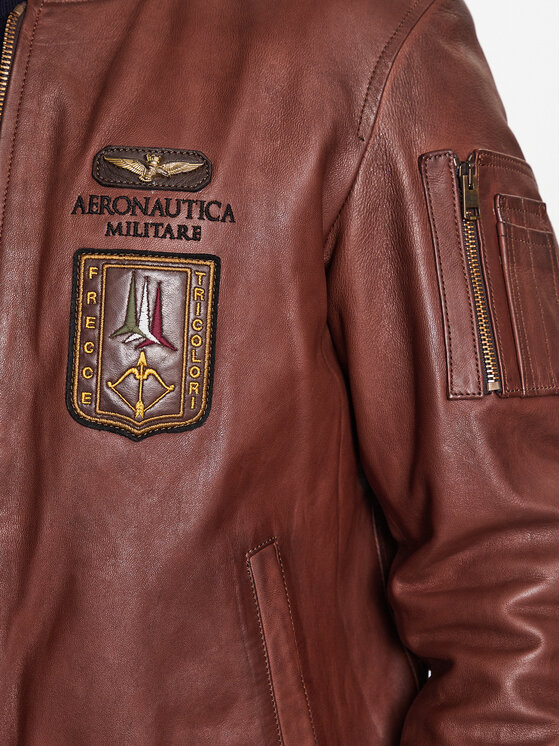 Aeronautica Militare Aeronautica Militare Usnjena jakna 231PN5026PL183 Rjava Regular Fit