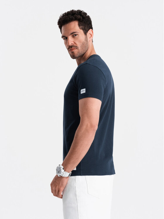 Ombre Ombre T-Shirt OM-TSPT-0137 Tmavomodrá Regular Fit
