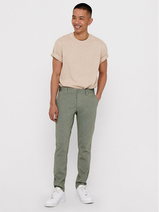 ONLY & SONS Pantaloni Chino Uomo, Slim Fit, Elastici - Classici Con Tasche E Zip, Perfetti Per Ufficio E Tempo Libero