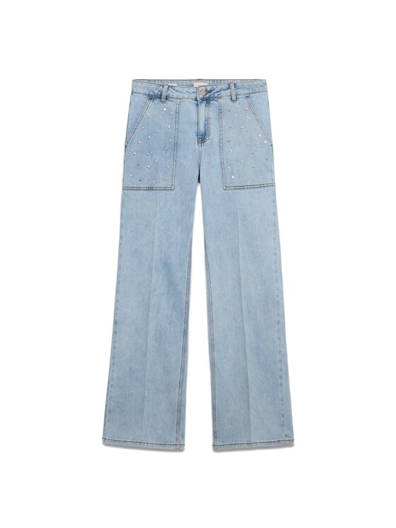Oltre Oltre Jeansy P542R008382N004 Turkusowy Baggy Fit