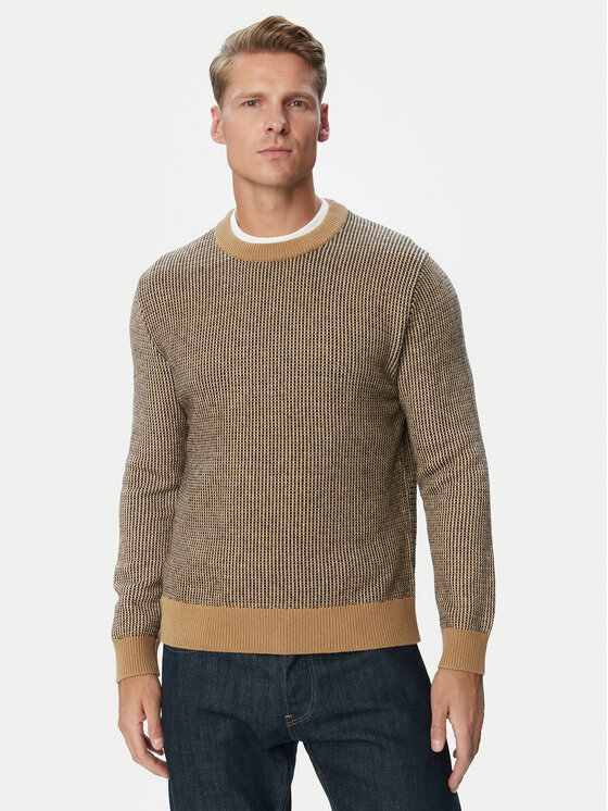 Calvin Klein Calvin Klein Sweter LV04LH310G Brązowy Regular Fit