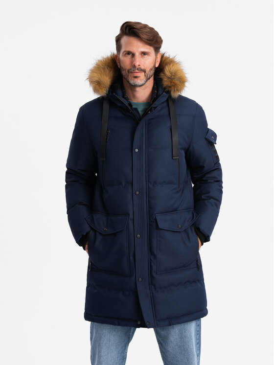 Ombre Ombre Parka OM-JALJ-0182 Tmavomodrá Regular Fit