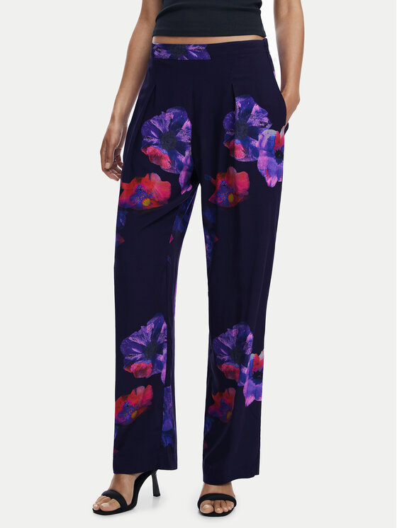Desigual Desigual Kalhoty z materiálu 25SWPWX5 Černá Relaxed Fit