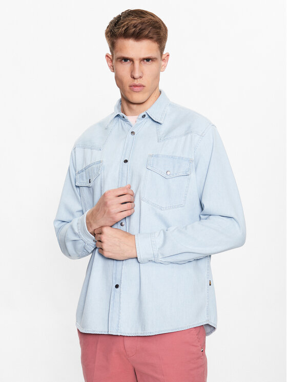 Boss cămașă de blugi 50489489 Albastru celest Relaxed Fit