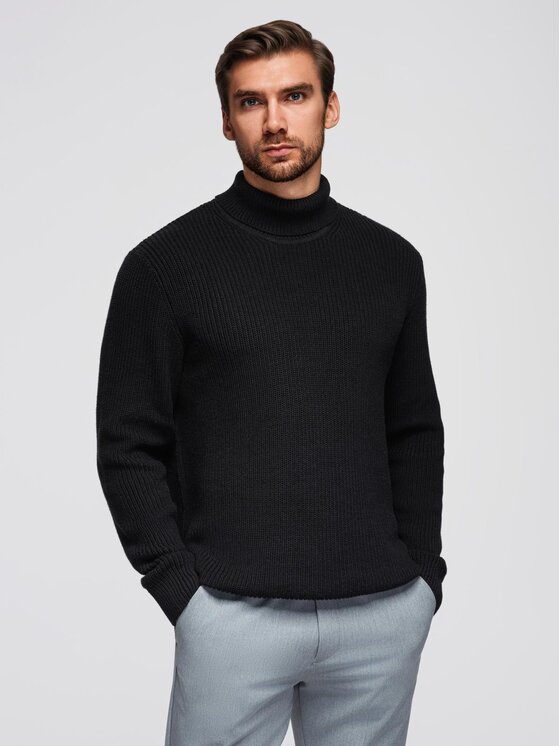 Ombre Ombre Sweter OM-SWTN-0162 Czarny Regular Fit