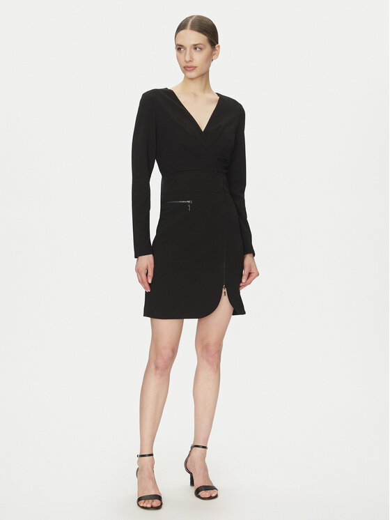 DKNY DKNY Koktélruha DD4JI62A Fekete Slim Fit