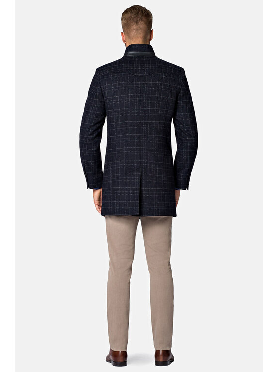 Lancerto Lancerto Płaszcz wełniany Mauricio Granatowy Regular Fit