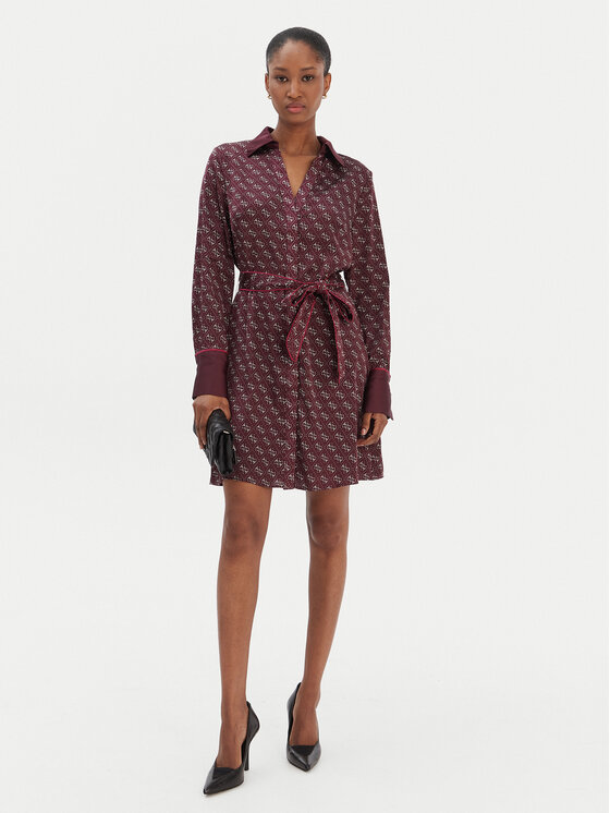 Guess Guess Srajčna obleka W6RK90 WF1T2 Bordo rdeča Regular Fit