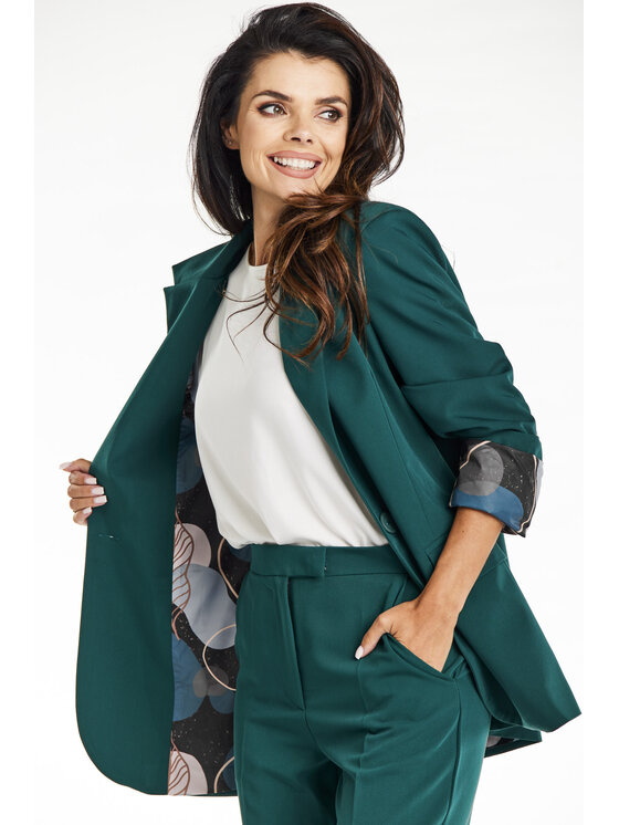 Awama Awama Marynarka A676 Zielony Basic Fit