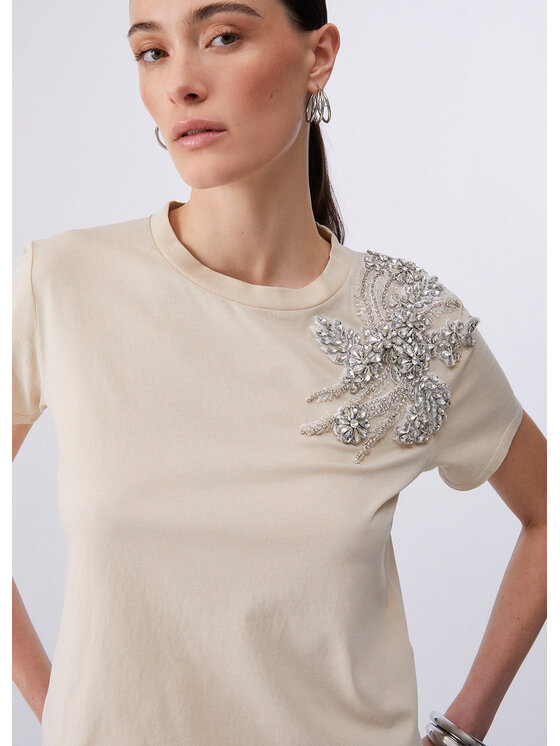 Liu Jo Liu Jo T-Shirt CA6010J3868L9089 Beżowy Regular Fit