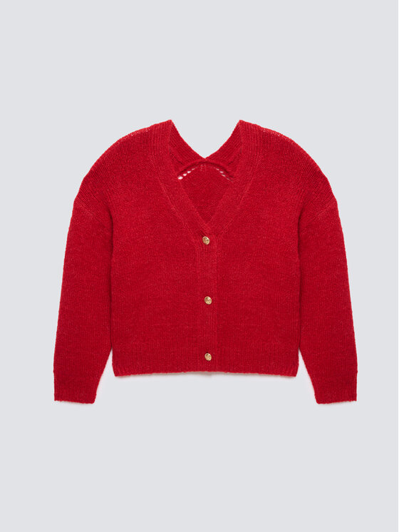 BIG STAR BIG STAR Kardigan KARDILA Czerwony Basic Fit