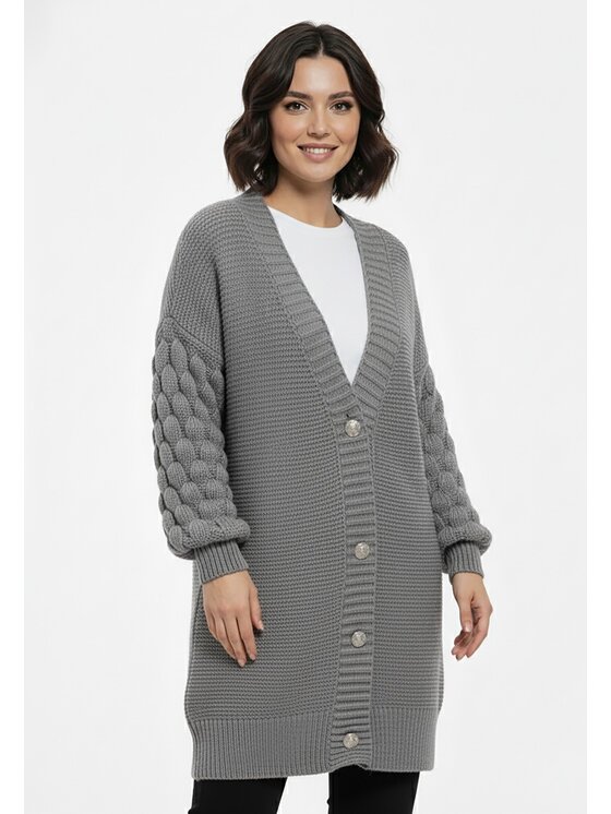FIGL FIGL Kardigán M1270 Sivá Regular Fit