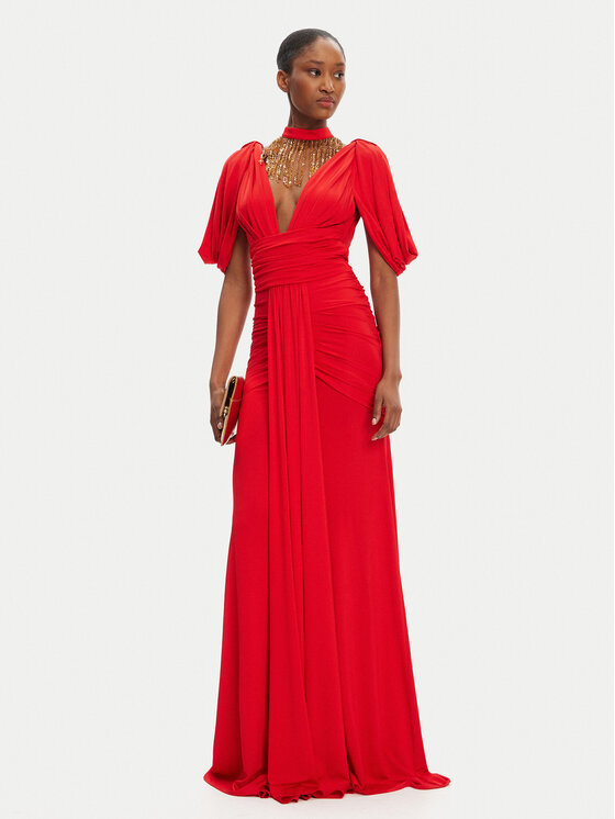 Babylon Babylon Večerné šaty S00876 Červená Slim Fit